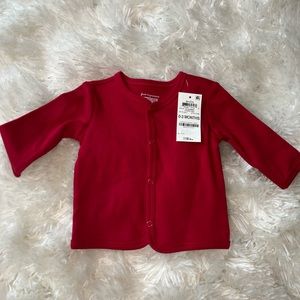 First Impressions 0-3 months Red, button up long sleeve top. NWT.